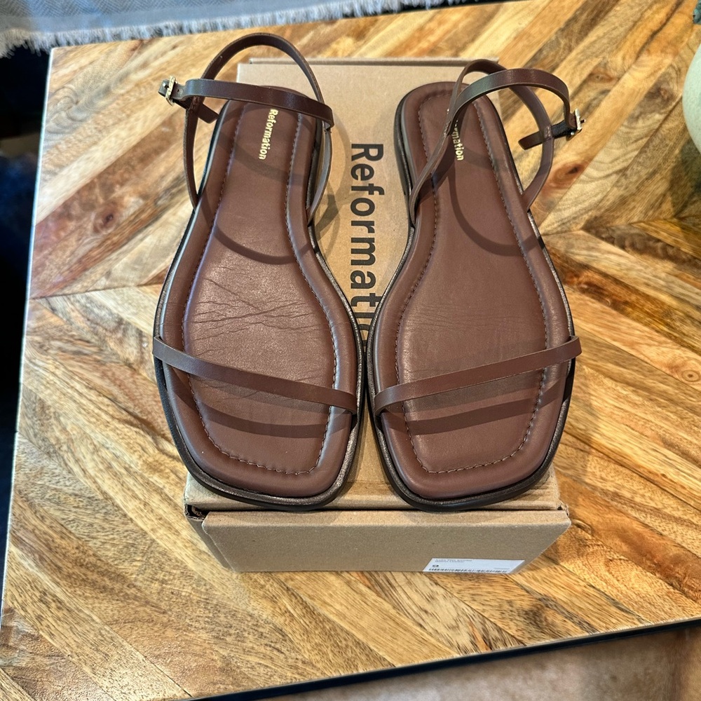 NWT Reformation Lake Sandal Walnut Brown